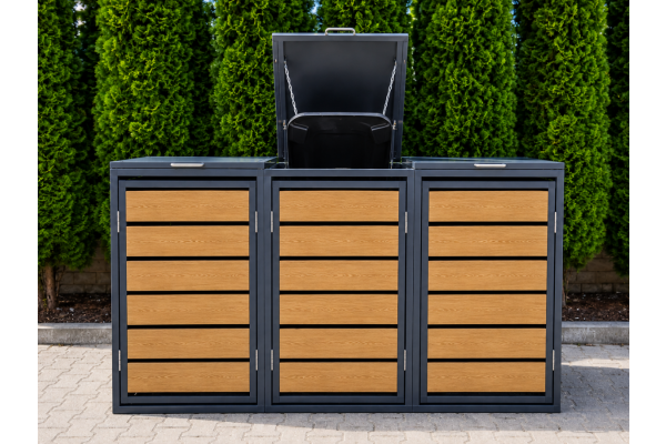 ZABUDOWA ŚMIETNIKOWA 3x120L kolor DREWNO